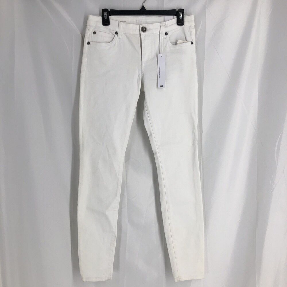 Kut from the Kloth Womens Mia Toothpick Skinny Jeans 6 White Mid Rise Stretch